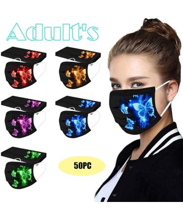 Buy Amyglin 50PC Disposable 3-Layer Non-Woven Face Masks - Butterfly Motif Neck Gaiter for Adults | Breathable & Comfortable Protection - Buy Online on GoSupps.com