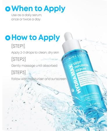 NINELESS HYDRA-MAX Deep Infusion Serum 48hr Korean Hydrating Face Serum with Hyaluronic Acid Panthenol - 5 Ceramides -Deep Moisture Fast Absorbing All Skin Types 1.69 fl.oz. - Buy Online on GoSupps.com