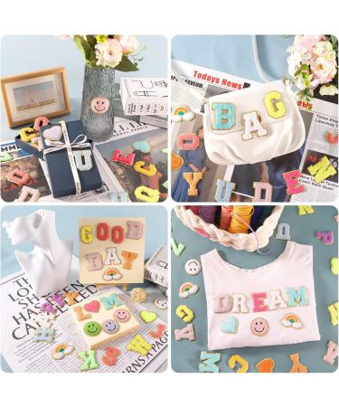 64PCS Adhesive Chenille Letter Patches - 2 Packs A-Z Varsity Alphabet Stickers for Clothes, Jackets, Backpacks - Mixed Color Felt Patches with Smile Face, Love Heart, Rainbow Designs - Buy Online on GoSupps.com