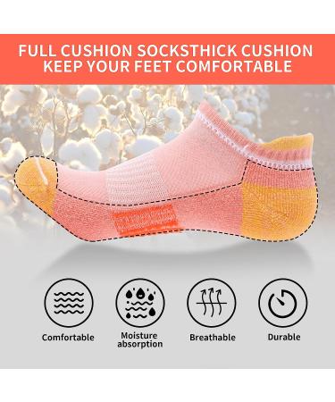 BUDERMMY Women's Running Ankle Socks - 5-6 Pairs Athletic Cotton Cushioned No Show Socks - Size 8-10, Mixed Colors - Buy Online on GoSupps.com