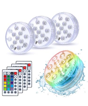 Underwater LED light mure pool lighting underwater 4 pieces LED pool light with remote control IP68 RF remote control waterproof pool/pond 16 RGB lighting modes for outside inside garden party