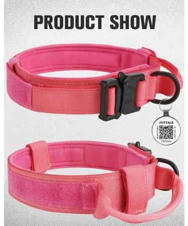 Joyal Tactical Dog Collar | Large Dog Collar with Handle & QR Code | Bright Pink XL - Durable & Stylish - Buy Online on GoSupps.com