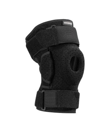 Plus Size Removable Knee Brace - Knee Support with Side Stabilizers & Patella Gel Pad for Knee Pain Meniscus Tear ACL & Arthritis Pain Relief(5XL-6XL) 5XL-6XL Black