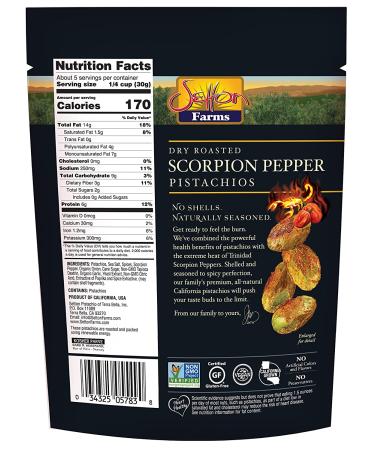 Setton Farms Pistachios - Scorpion Pepper Extreme Flavor - 5 oz - Non-GMO, Gluten Free, Vegan, Kosher - Buy Online on GoSupps.com