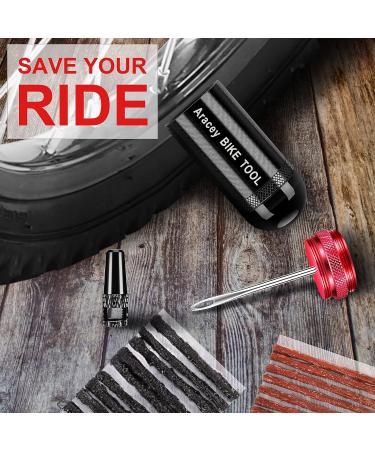 Aracey Tubeless Tire Repair Kit for MTB & Road Bikes | Portable Capsule Design | Fix Puncture/Flat | Plugger Tool & Plugs Included - 10 Bacon & 10 Black Strips - Buy Online on GoSupps.com