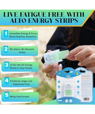 Alto Strips | Natural Caffeine Energy Strips | 80mg Instant Focus Boost | Zero Calories & Sugar-Free | Healthy Spearmint Alternative to Energy Drinks | 12 Minty Strips per Pack - Buy Online on GoSupps.com
