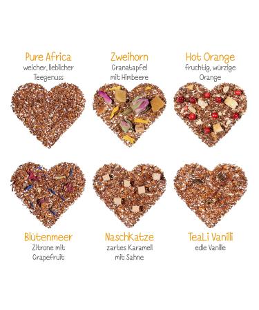 Tealavie Rooibos Tea Gift Set (6 Pack) - Perfect Thanks Gift for Autumn & Cold Season - Loose Leaf Rooibos Tea (65g) - Buy Online on GoSupps.com