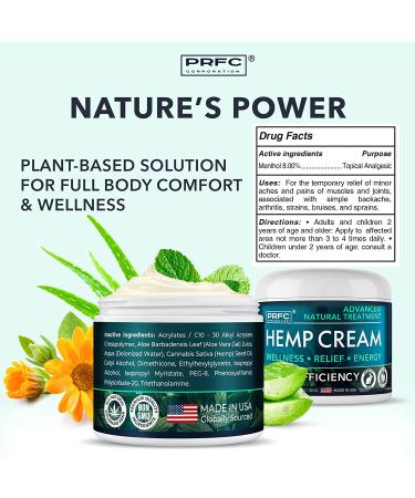Natural Hemp Cream for Nerve Pain Relief - Made in USA with Arnica & Menthol - Extra Strength 4 oz Cream for Knees, Joints, Lower Back - Instant Results - Buy Online on GoSupps.com