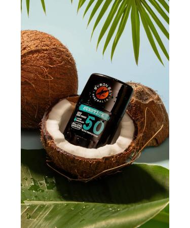Byron Bay Australia Sunstick SPF 50 - UVA & UVB Instant High Protection Water Resistant & Surf Proof with Shea Butter - Coconut Scent 25g - Buy Online on GoSupps.com