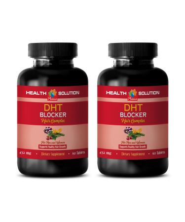 Hair Growth Hair Vitamins Without biotin - DHT Blocker Hair Complex - for Men and Women - Support Healthy Hair Growth - Saw Palmetto Extract Capsules - 2 Bottles 120 Coated Tablets