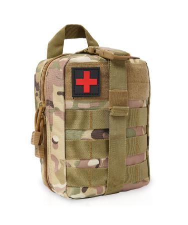 Bituor first aid pocket empty tactical bags molle emt small pouch waterproof rip-away first aid kit tactical survival bag for outdoor camping travel motorcycle adventure (camo brown)