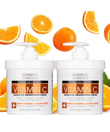 Advanced Clinicals Vitamin C Cream Visibly Brightening Body Lotion | Vitamin C Moisturizer Skin Care Body Cream For Women & Men Helps Visibly Improve Look Of Dark Spots & Uneven Skin Tone 2-Pack 4 - Vitamin C Brightening B