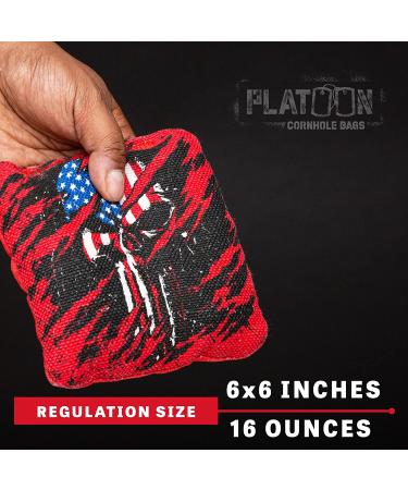 Play Platoon Tournament Series Cornhole Bags - Pro Style Dual Sided Bags - Red/Blue American Skull Design - USA - Buy Online on GoSupps.com