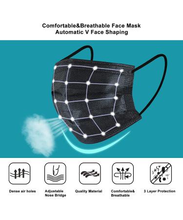 100pcs Black Disposable Face Masks - 3 Ply Adults Disposable Mask (100 Pcs) - Buy Online on GoSupps.com