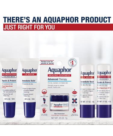 Aquaphor Lip Repair Ointment - Long-lasting Moisture to Soothe Dry Chapped Lips - .35 fl. oz. Tube (Pack of 2) 0.35 Fl Oz (Pack of 2) - Buy Online on GoSupps.com