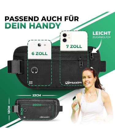 Praxxim Belly Pocket for Jogging | Perfectly Fitting Running Bag | Unisex Belt Bag for All Cell Phone Sizes - Black - Buy Online on GoSupps.com