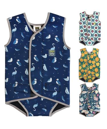 Swim Cosy Baby/Toddler Wetsuit Vest with UPF50 - Neoprene Wrap around design for Boys/Girls 0-3 years - Unicorns Dinosaurs Ducks Seaside Birds MEDIUM 6-18 Months