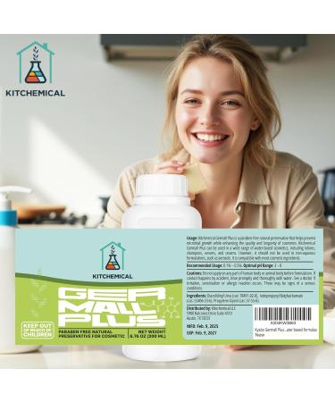 KITCHEMICAL Germall Plus Natural Preservative (6.76 oz / 200 mL) Paraben-Free Broad-Spectrum Preservative for Lotions Shampoos Creams & Water-Based Cosmetics Safe & Gentle Formula - Buy Online on GoSupps.com