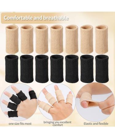 30pc Finger Sleeves Elastic Compression Protector + Storage Bag - Pain Relief Sports Finger Support (Black & Beige) - Buy Online on GoSupps.com