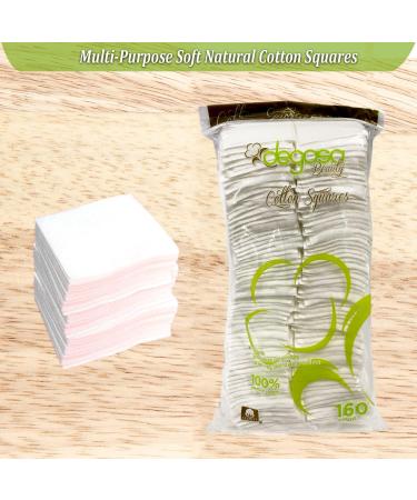Degasa Premium 100% Pure Cotton Exfoliating Squares - Hypoallergenic Lint-Free Makeup & Nail Polish Remover Pads for Women | 160 Count - Buy Online on GoSupps.com