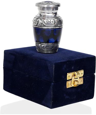 hlc Lovely Small Keepsake Urn Qnty 1 - Keepsake Urn for Human Ashes with 1 Velvet Box Bag-Mini Keepsake Urn -Beautiful Peaceful Blue Brass Hand Engraved Mini Memorial Affordable Keepsake Urn (3 cu.in) - Buy Online on GoSupps.com
