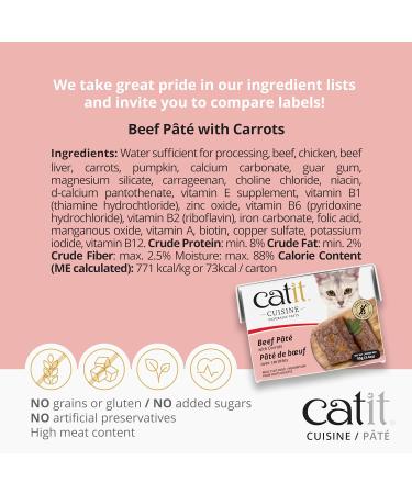 Catit Cuisine Beef P t with Carrots 95 g Cat Food Wet Cat Food Cat Food Wet Nourriture Pour Chat Cat Wet Food Chat Kitten Food Kitten Wet Food Canned Cat Food Nourriture Chat - Buy Online on GoSupps.com