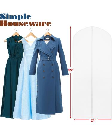 10 Pack - Simplehouseware 55-Inch Translucent Garment Bags with Zipper - Ideal for Suits, Dresses, Costumes, and Uniforms - Pack of 10 - Buy Online on GoSupps.com