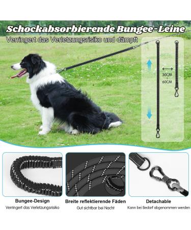 Buy Aystkniet Bungee Tow Leash for Dogs - Shock-Absorbing Padded Handle Reflective Lockable Hooks - 3m to 20m Options for Medium & Large Dogs - Buy Online on GoSupps.com