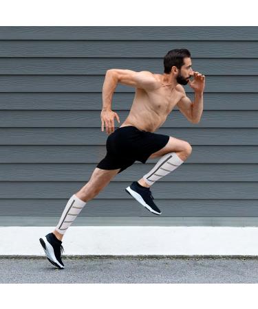 Junely Calf Compression Sleeves - 3 Pairs for Men & Women | Support for Running Shin Splints & Varicose Veins | Pain Relief in Stylish Striped Colors - Buy Online on GoSupps.com