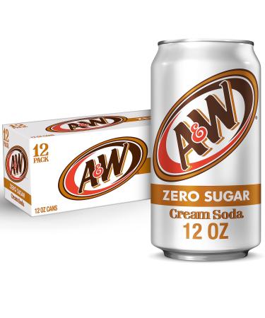 A&W Cream Soda Zero Sugar 12 fl oz cans 12 pack Zero Sugar Cream Soda 12 Fl Oz (Pack of 12)