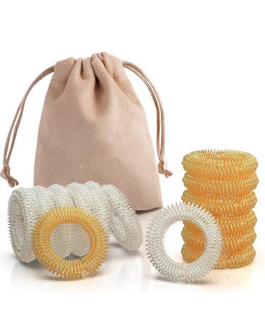 Massage rings for fingers Premium acupressure ring 14er set for children adult office workers to reduce stress (gold silver)