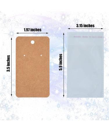 Twavang Earring Card Holder Set - 100 Kraft Paper Display Cards, 100 Clear Earring Backs, 100 Self Adhesive Bags - Brown 3.5 x 2 - Ideal for Jewelry Display - Buy Online on GoSupps.com