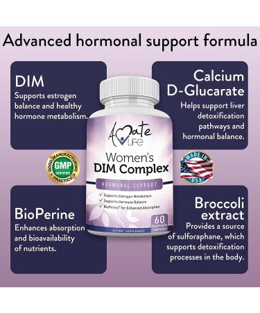 Women's DIM Complex 150mg with Bioperine for Menopause & Hormonal Balance - 60 Capsules - Made in USA by Amate Life - Buy Online on GoSupps.com