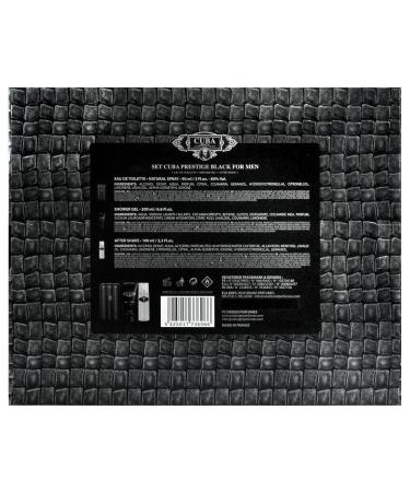 Cuba Prestige Black by Cuba for Men - 3 Pc Gift Set 3oz EDT Spray 6.6oz Shower Gel 3.3oz After Shave - Buy Online on GoSupps.com
