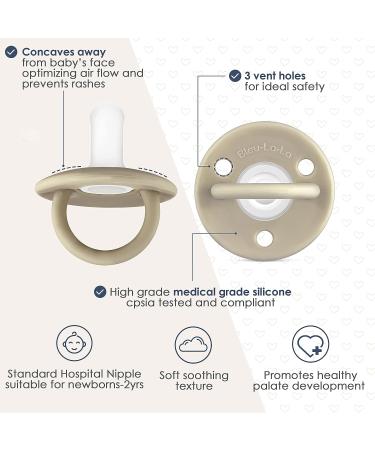 Bleu La La Lulubabe Pacifier - Stage 1 - Set of Two Tone Silicone Paci with Standard Handle, Hospital Nipple - Sage + Khaki - Buy Online on GoSupps.com