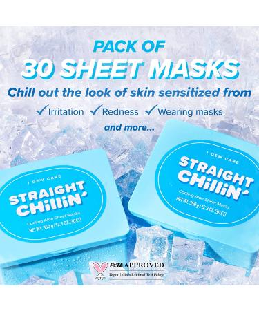 I Dew Care Straight Chillin Sheet Masks - 30 Aloe-Infused Cooling Masks for Hydrated & Calm Skin - Buy Online on GoSupps.com