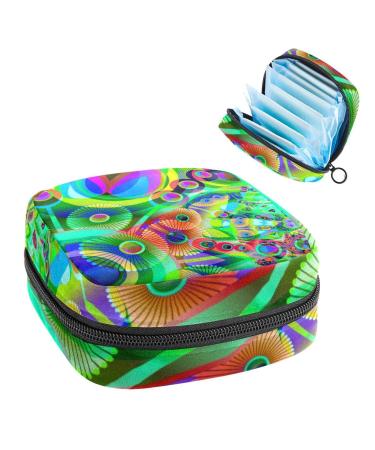 Period Bag Sanitary Napkin Storage Bag Period Pouch Travel Makeup Bag Abstract Green Geometric Art Color179