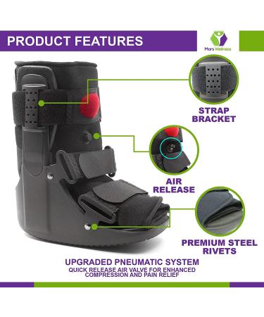MARS Wellness Premium Short Air Cam Walker Boot - Large | Ankle/Foot Stabilizer for Men or Women | Fracture & Sprained Ankle Support - Buy Online on GoSupps.com