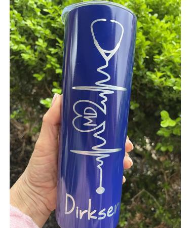 Personalized Nurse Tumbler - Unique Gifts for RN Doctor Nursing Student | Laser Engraved Stethoscope & Heartbeat Design - Buy Online on GoSupps.com