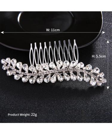 Bridal Wedding Hair Comb Bridal Headdress Hair Plug Comb Wedding Hair Rhinestone Hair Comb for Women and Girls 11x5.5cm Silver - Buy Online on GoSupps.com