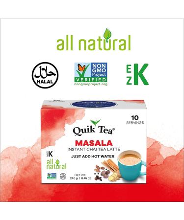 QuikTea Masala Chai Tea Latte - 10 Count - Authentic All Natural Blend - Buy Online on GoSupps.com
