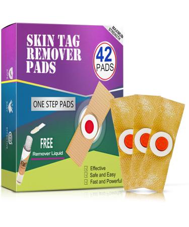 Skin Tag Remover Pads, 42 Pads Wart Remover, Extra Strength Skin Tag Removal, Safe and Fast, Easy to Apply, Suitable for All Skin Types 42 Count (Pack of 1)