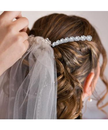 Geosar 4-Piece Alloy Rhinestone Hair Combs - Crystal Flower Bridal Accessories for Women - Wedding Hair Clips - Buy Online on GoSupps.com