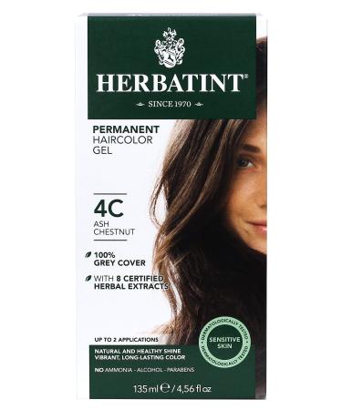Herbatint Permanent Haircolor Gel  4C Ash Chestnut  Alcohol Free  Vegan  100% Grey Coverage - 4.56 oz 4C Ash Chestnut 4.56 Fl Oz (Pack of 1)