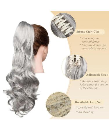50cm Dark Gray Curly Ponytail Extensions | Gairyan Wavy Synthetic Hair Claw Clip for Women - Buy Online on GoSupps.com