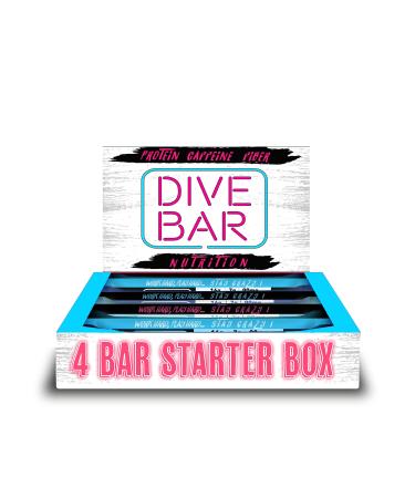 Dive Bar Nutrition CAFFEINATED PROTEIN BARS: Low sugar energy bar for Sports Crossfit Spin WW WLS. 4 Bars - Delicious Soft Bake Cookie Bars (4 Bar Starter Pack)