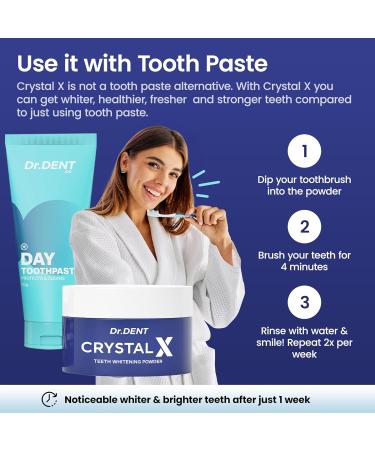 DrDent CrystalX Teeth Whitening Powder 30g - Stain Remover & Plaque Removal for Adults | Sensitive Teeth Oral Care - Buy Online on GoSupps.com