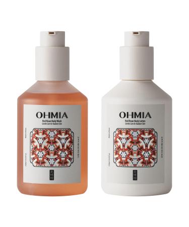 OHMIA Korean Red Bean Body Lotion & Body wash - 24hr Hydrating, Smoothing & Texture Care for Sensitive Skin - Peptides & Hyaluronic Acid - Vegan & Cruelty-Free - 8.45 fl oz