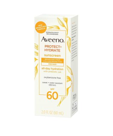 Aveeno Protect + Hydrate Face Sunscreen Lotion SPF 60 with Prebiotic Oat | Paraben-Free, Oil-Free, Oxybenzone-Free | 2 fl. oz - Buy Online on GoSupps.com