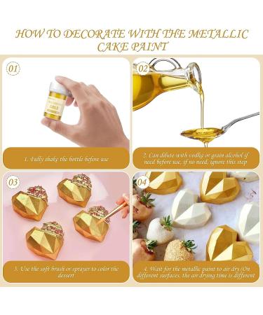 Nomeca Edible Cake Paint - Food Grade Metallic Paint for Cake Decorating 15g Food Coloring Baking Fondant Gumpaste Chocolate Candy Cookie (Sliver)) 7.5 ml (Pack of 2) - Buy Online on GoSupps.com